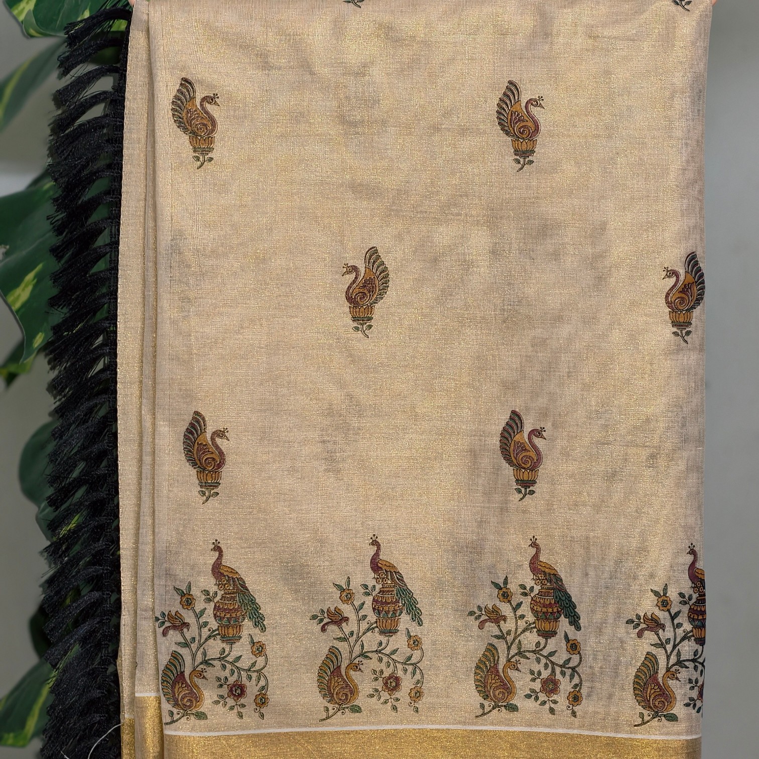 Full golden tissue set saree